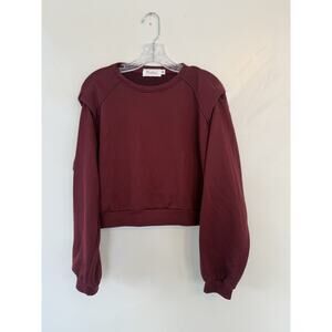 Feelkoo Burgundy Trendy Pullover Sweatshirt M/L Women Crew Neck Long Sleeve